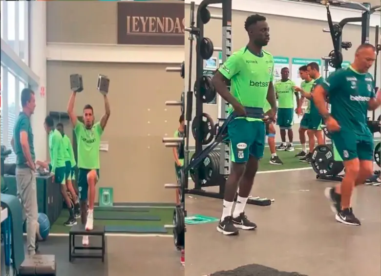 Daniel Muñoz y Dávinson Sánchez en el Centro de Alto Rendimiento de Atlético Nacional. FOTO PANTALLAZOS TOMADOS DEL VIDEO DE X