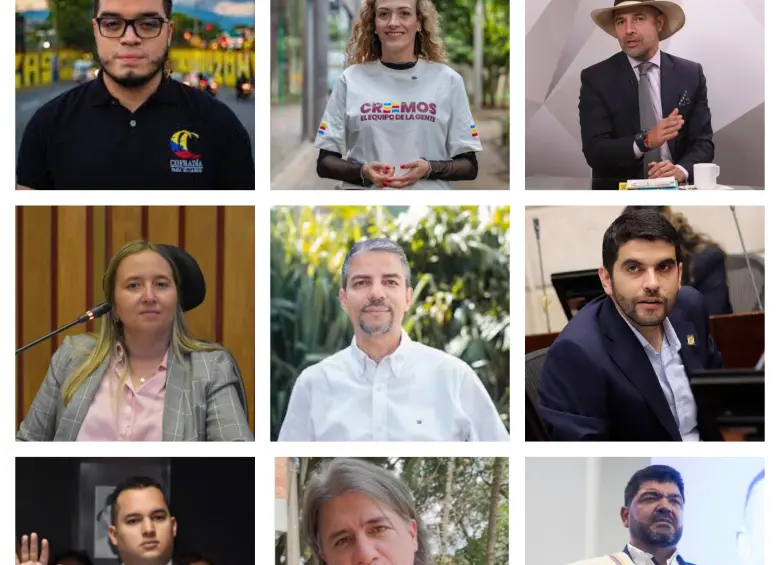 Estos son algunos de los candidatos que esperan llegar o repetir curul en las próximas elecciones de 2026 para Congreso de la República. FOTO: EL COLOMBIANO e imágenes tomadas de redes.