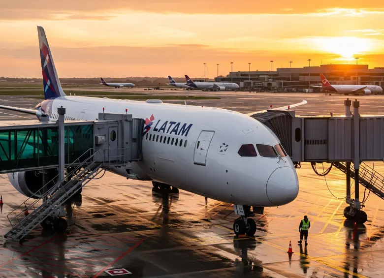 Latam transportó 20,6 millones de pasajeros (+7,6%), con un factor de ocupación de 83,5%. En Colombia, su filial aumentó ingresos en 18%. FOTO: Made with Google AI