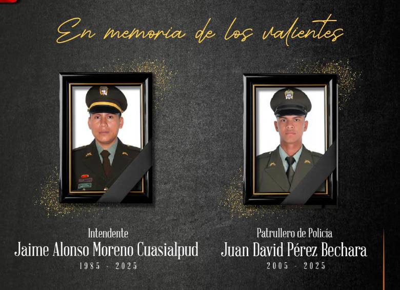 Estos fueron los policías asesinados por sicarios en el municipio de Saravena, Arauca. FOTO: CORTESÍA DE LA POLICÍA.