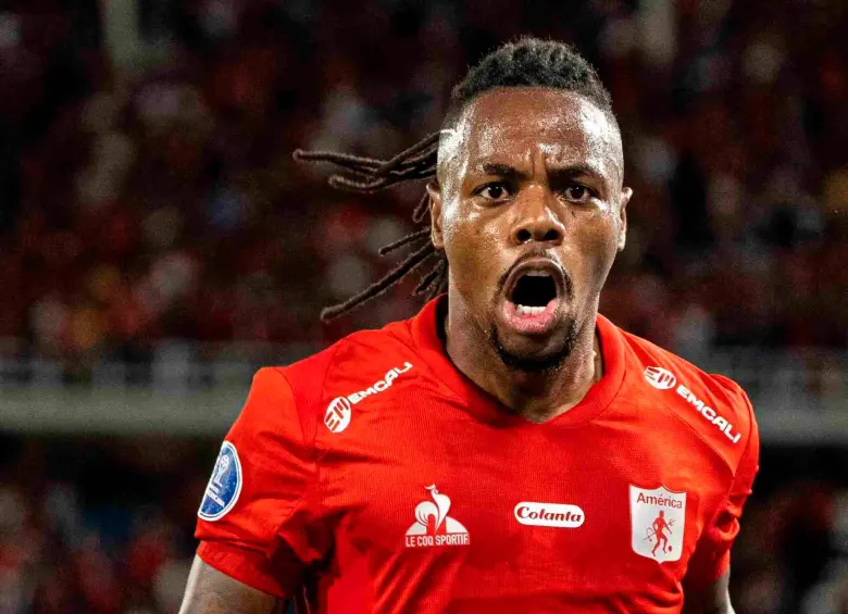 Jhon Murillo abrió el camino de la victoria de América en la Copa Sudamericana en el Pascual Guerrero. FOTO TOMADA X @AmericadeCali