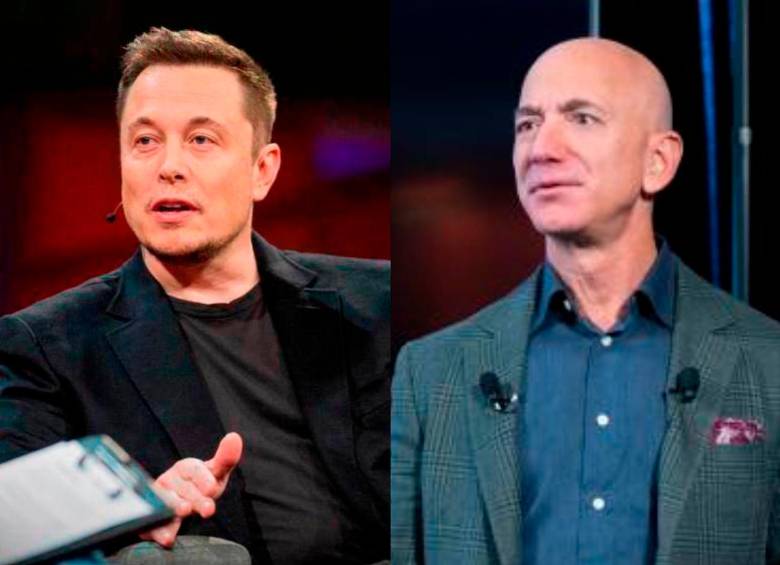 Elon Musk (izq.) y Jeff Bezos (der.) están entre las tres personas más ricas del mundo actualmente. FOTO ARCHIVO 