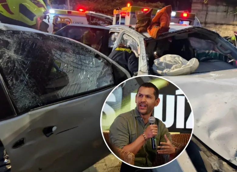 Un grave accidente en el que se vio involucrado el precandidato presidencial Daniel Palacios ocurrió esta tarde en cerca al centro comercial Santa Fe en Medellín. Imagen: redes sociales. 