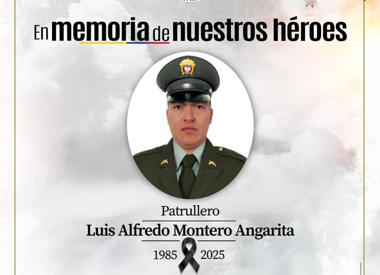 Luis Alfredo Montero Angarita, el patrullero asesinado en la noche del martes 2 de diciembre. FOTO: REDES SOCIALES / X