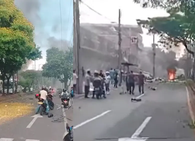Este es el momento en el que se registró la detonación. FOTO CAPTURA DE PANTALLA