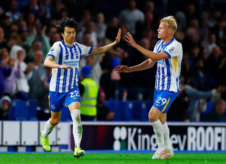 El futbolista asiático Kaouru Mitoma anotó uno de los goles de la victoria 3-2 del Brighton contra Liverpool. FOTO: Tomada de X @premierleague