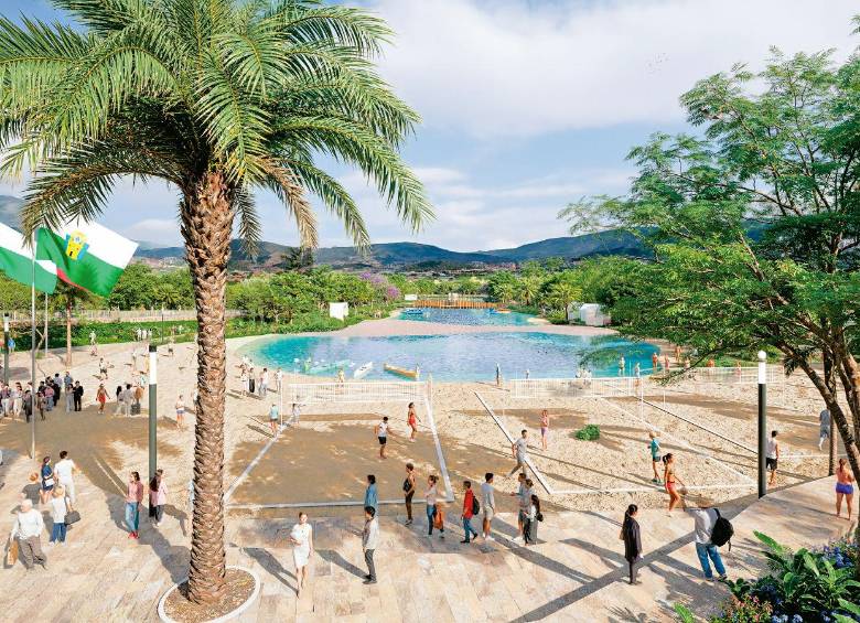 El llamado “mar” será un conjunto de piscinas con más de 12.000 metros cuadrados para la recreación y el deporte. FOTO Cortesía Alcaldía 