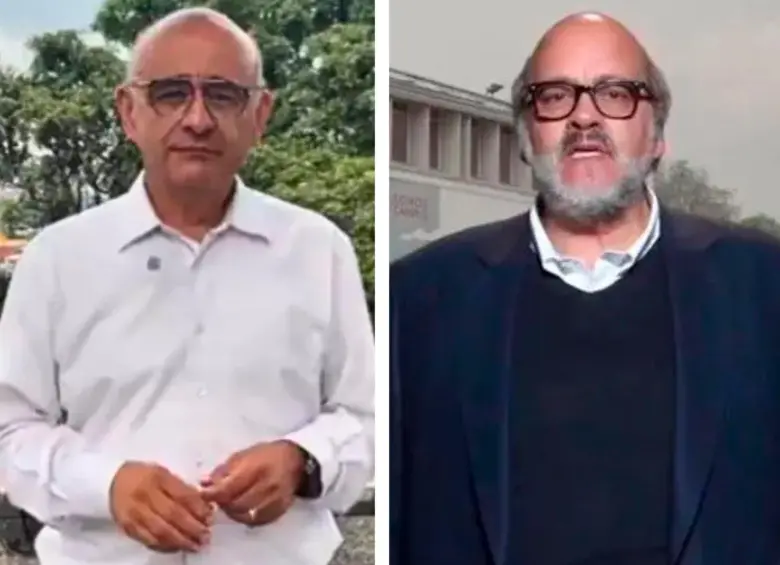 Los profesores José Ismael Peña, cuya elección como rector fue declarada legal, y Leopoldo Múnera, cuya elección fue anulada por ilegal. FOTO REDES SOCIALES Y CORTESÍA UNAL