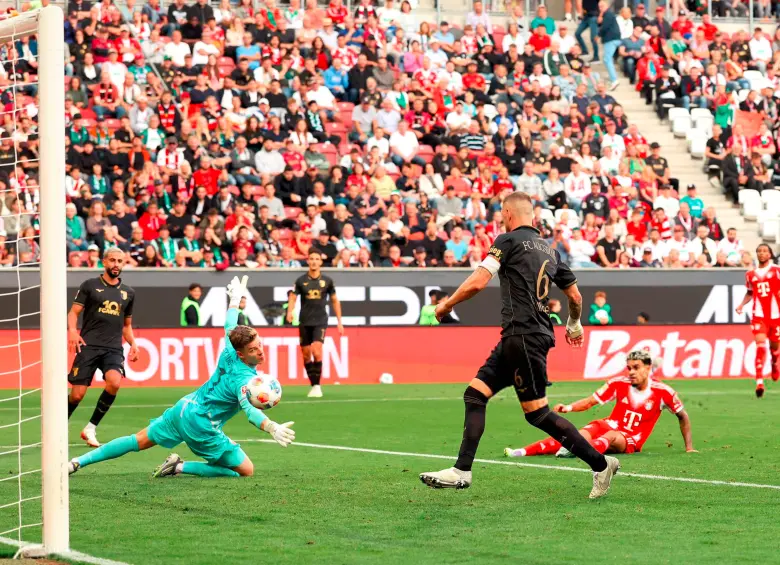 Esta es la imagen del segundo gol del Bayern frente al Augsburgo, obra de Luis Díaz. FOTO TOMADA DE X