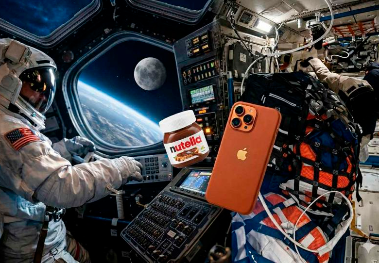 La aparición espontánea de Nutella en el espacio desató millones de visualizaciones en redes. FOTO: Generada con IA