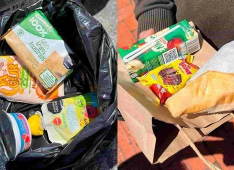 A la izquierda el refrigerio de los colegios públicos, a la derecha de los colegios privados. Foto: tomada de redes sociales. 