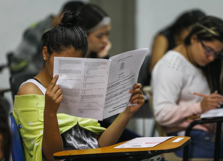 Imagen de referencia de un examen de admisión a la Universidad de Antioquia. FOTO: Manuel Saldarriaga