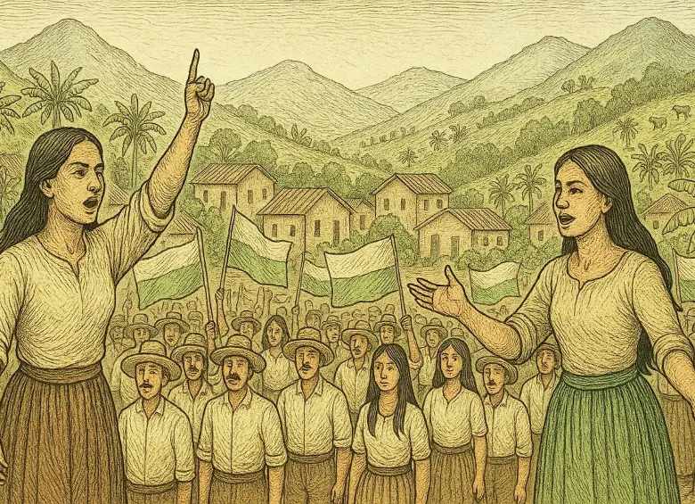 Representación de Ana de Castrillón y Rosalía Saldarriaga Vélez. IMAGEN GENERADA CON IA