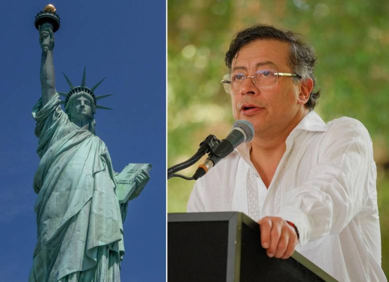 El presidente Gustavo Petro insistió con su idea de una Estatua de la Libertad en Colombia desde Santa Marta. Fotos: Juan Antonio Sánchez y Presidencia