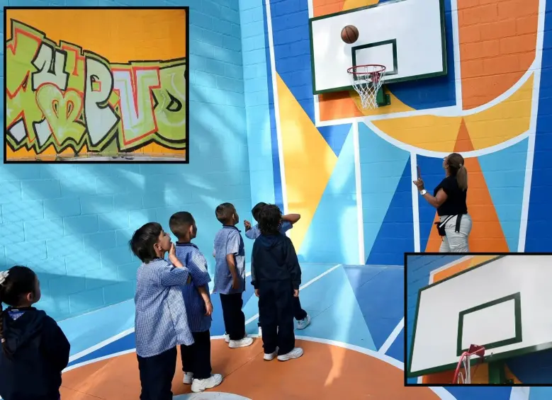 Adelante, los daños hechos al parque, incluyendo horrendos graffitis. Atrás, el espacio durante su entrega el pasado 10 de abril. FOTOS: imágenes tomadas de redes.