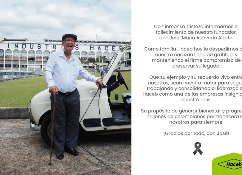 “Símbolo de progreso y ética empresarial”: Antioquia y Colombia despiden a don José María Acevedo, fundador de Haceb “Símbolo de progreso y ética empresarial”: Antioquia y Colombia despiden a don José María Acevedo, fundador de Haceb