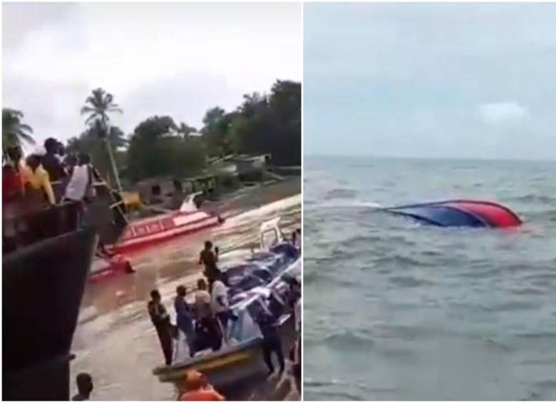 Unas 40 personas viajaban en la lancha que naufragó en un sector cercano a la bocana del río Naya y Punta Ají, a pocos minutos de Timbiquí, Cauca. FOTO: Capturas de video