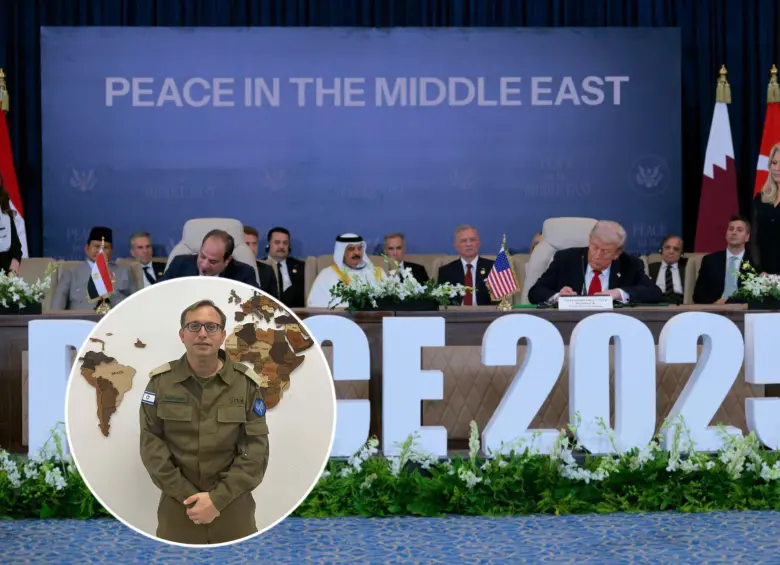 Roni Kaplan, portavoz del Ministerio de Defensa de Israel, conversó con EL COLOMBIANO sobre el acuerdo de paz que se está firmando en Egipto, la liberación de rehenes en manos de Hamás y las acusaciones en contra de Netanyahu por genocidio. Fotos: Getty Images y @CapitanKaplan