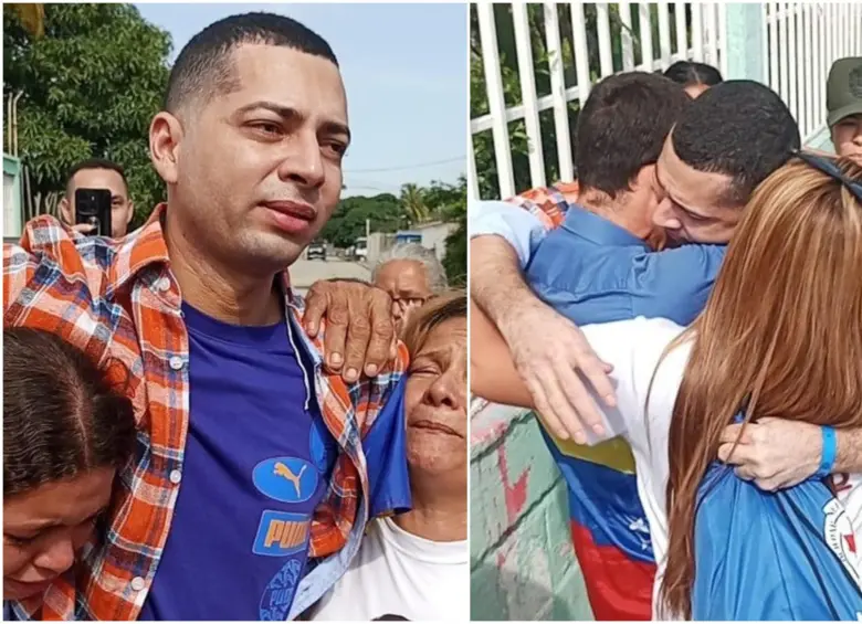 La familia y comunidad de Barquisimeto recibiendo a Maikel tras llegar de la megacárcel. FOTO: Cortesía Noticias Barquisimeto Venezuela