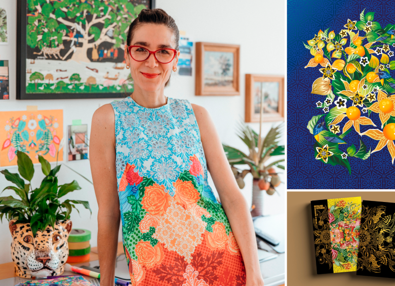 Catalina Estrada ha colaborado con marcas como Disney, Netflix, Xbox, Paul Smith, Coca-Cola, Microsoft, Camper, Nike, Levis, Smart/Mercedes Benz, Paulo Coelho, Unicef entre otras. Abajo la caja y portada de su libro arte que sacó Celsia. FOTOS Cortesía