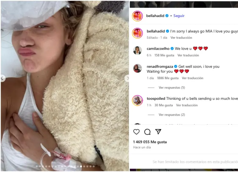 La publicación de Bella en sus redes sociales. FOTO: Redes sociales @bellahadid