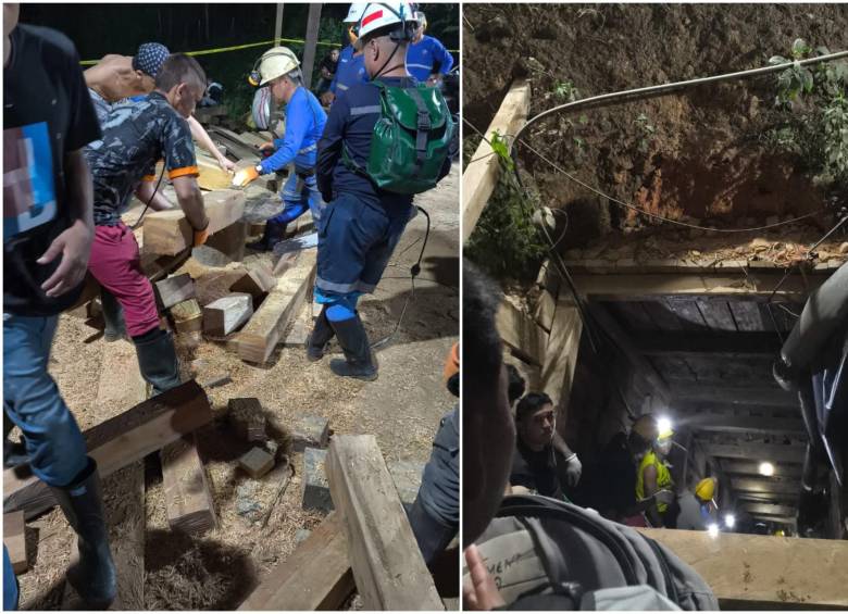 Las labores en el sitio se concentran en garantizar la seguridad de los rescatistas y en lograr la recuperación de los mineros atrapados. Foto: Agencia Nacional de Minería