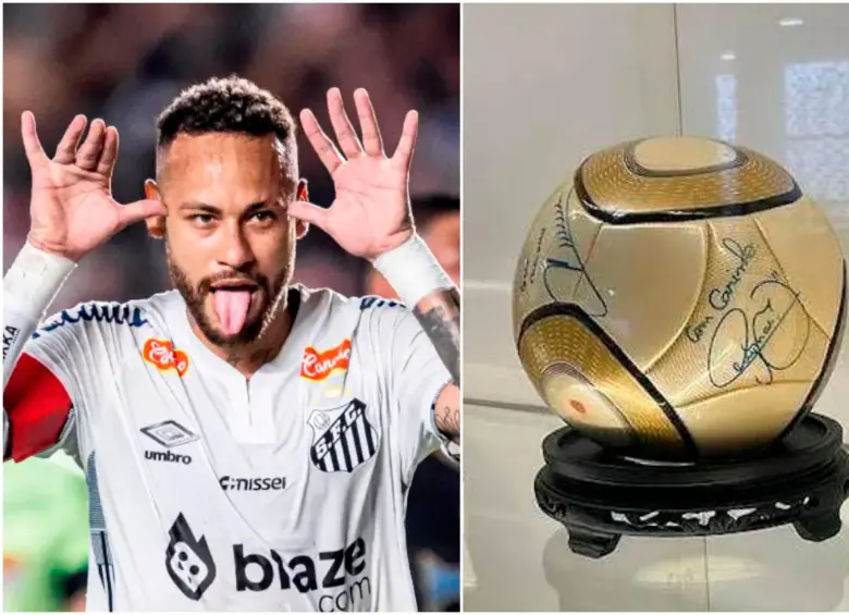 El balón firmado por Neymar es un “bien único que pertenece al patrimonio público” de Brasil. FOTOS: Tomadas de X @SantosFC y @roberta_bastoss
