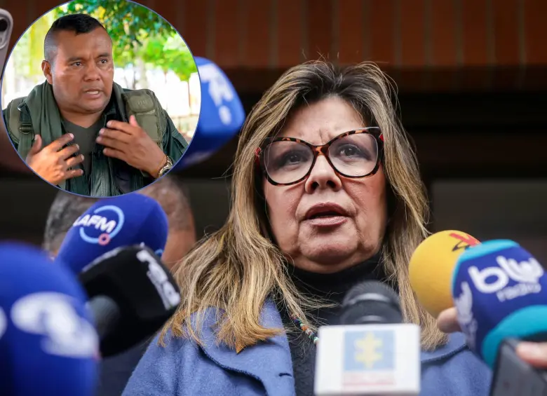 Alias Calarcá y la fiscal Luz Adriana Camargo. Foto: captura de video y Colprensa