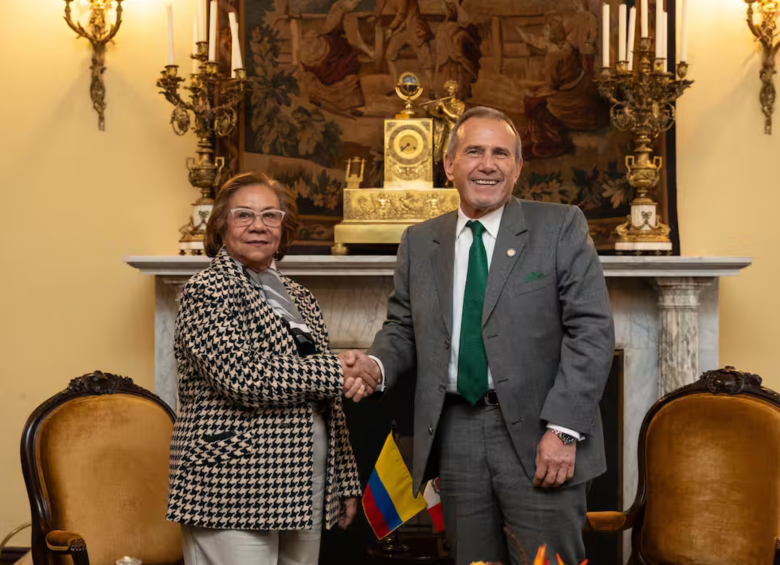 La canciller de Colombia, Rosa Villavicencio, y el ministro de Relaciones Exteriores de Perú, Elmer Schialer. Foto: Cancillería
