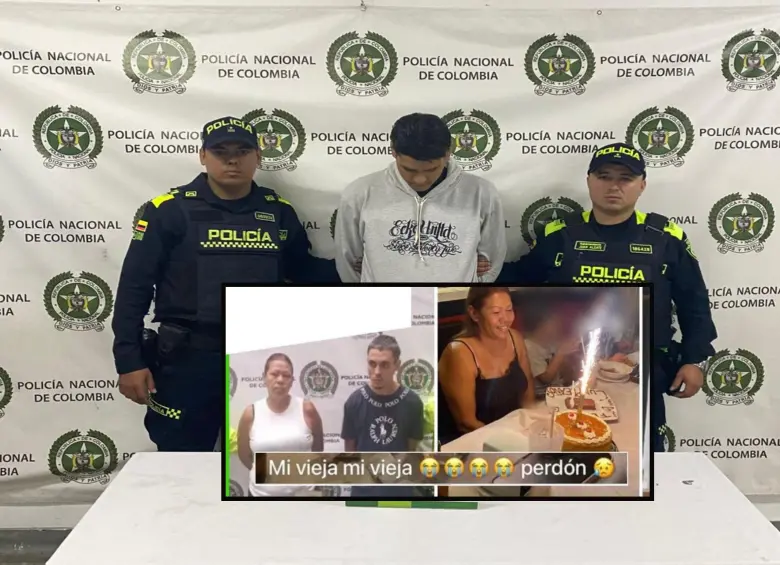 Atrás, alias Bola, capturado por la Policía. Adelante, el mensaje que puso en sus redes el día que su madre y su hermano fueron detenidos. FOTO: Cortesía.