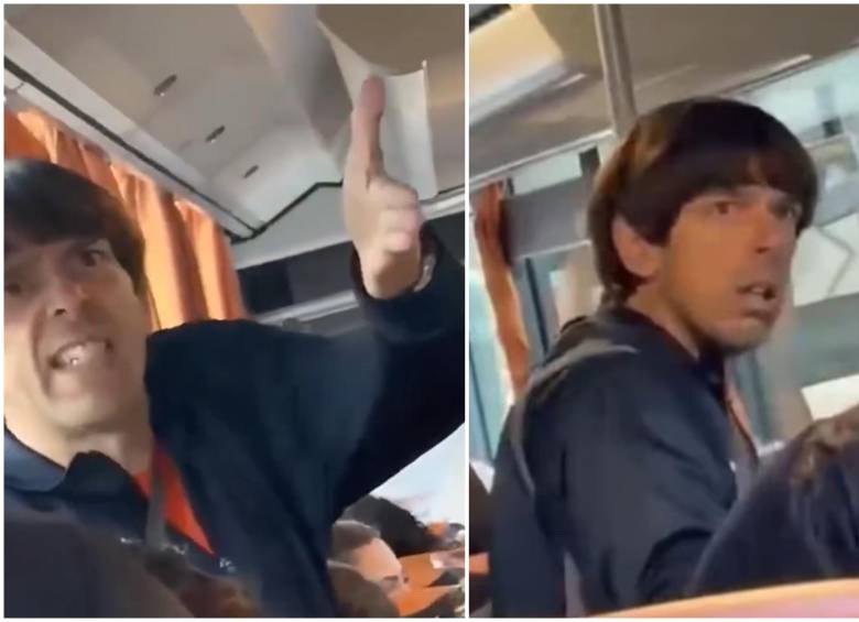 Lo que comenzó como una andanada de insultos xenófobos contra una mujer colombiana a bordo de un autobús en España escaló rápidamente hasta los golpes. FOTO: Captura tomada de video de redes sociales de @ColombiaOscura.