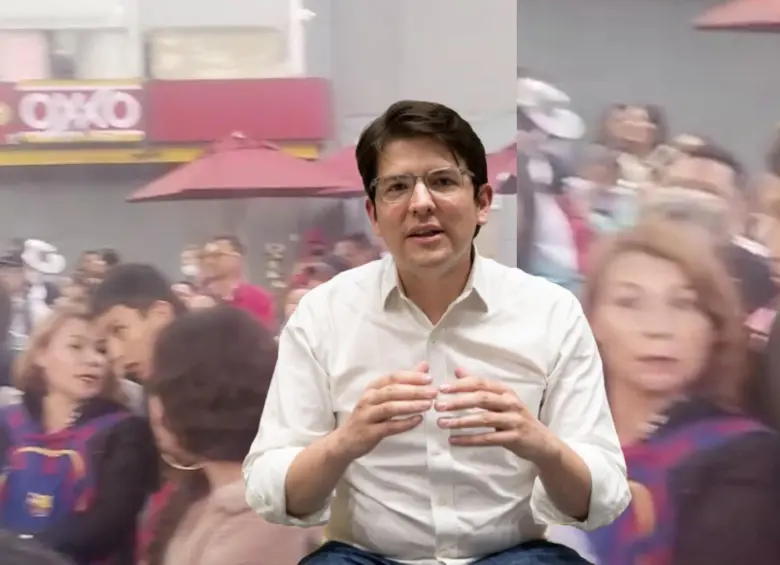 Miguel Uribe Turbay. De fondo, la mujer que habló con el presunto sicario capturado en el atentado. Fotos: Colprensa-captura de video