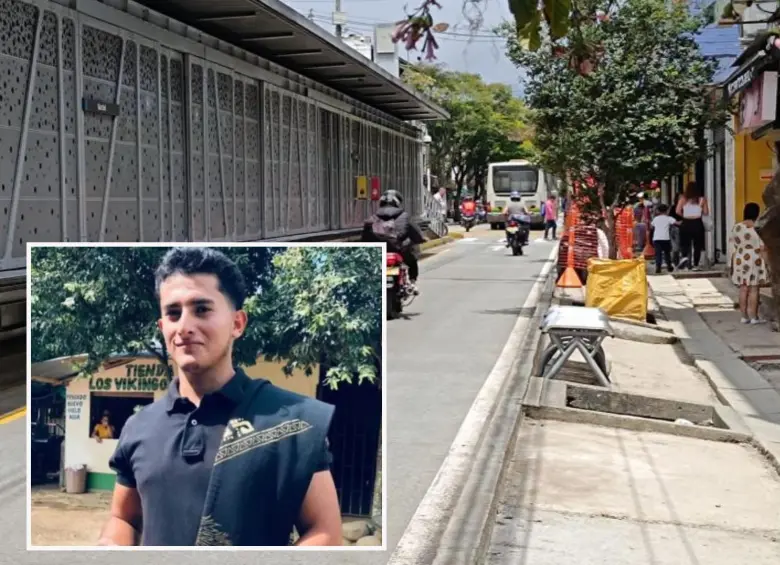 Adelante, el joven Wilson Murcia Álvarez, desaparecido. Atrás, imagen de referencia del sector de Manrique. Foto: Jader Escobar Buitrago e imagen tomada de redes.