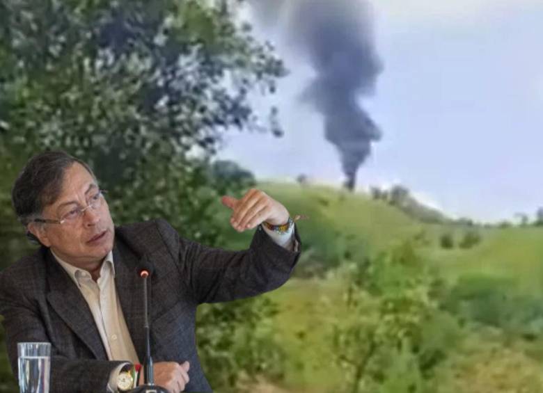 El presidente Gustavo Petro habló sobre nuevas hipótesis de cómo fue derribado el helicóptero en Amalfi, Antioquia. Foto: composición El Colombiano