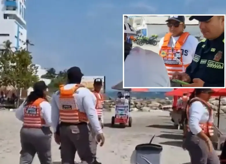 Momento en que las autoridades buscan e interceptan a los vendedores informales. FOTO: CAPTURA CORTESÍA VIDEO NOTICIAS CARACOL