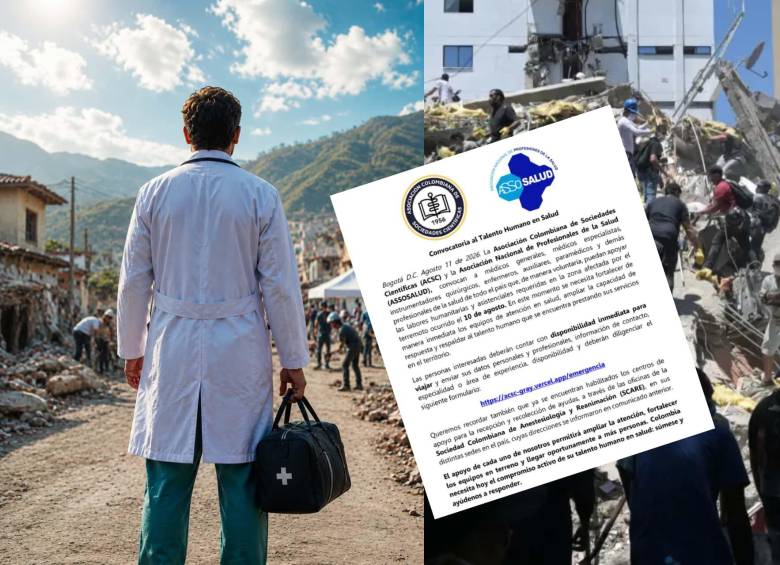 Médicos, enfermeros y otros profesionales de la salud son convocados para apoyar la emergencia por el terremoto. Foto: AFP / Asociación Colombiana de Sociedades Científicas y Assosalud
