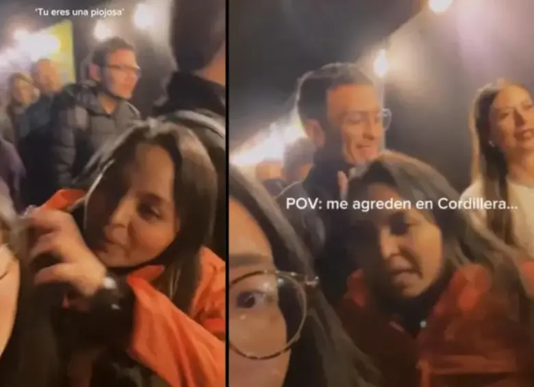 Momento en que las personas señaladas agredieron a Tania. FOTO: Captura video redes sociales