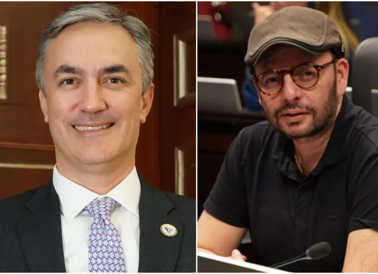 Christian Munir Garcés, representante a la Cámara por el Centro Democrático, y Gabriel Becerra, congresista por el Pacto Histórico. FOTO: CÁMARA DE REPRESENTANTES Y REDES SOCIALES