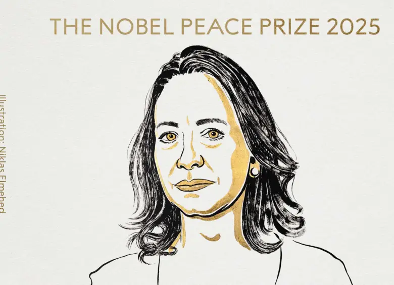 María Corina Machado, ganadora del Premio Nobel de la Paz, 2025. FOTO: PREMIO NOBEL