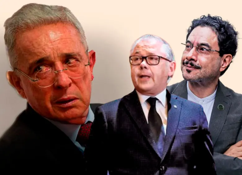 ¿Por qué el magistrado José Luis Barceló (en el centro) habría incurrido en irregularidades en el proceso? No deja de llamar la atención que Barceló asumió como presidente de la Corte el 25 de enero del 2018 y tan solo 20 días después expidió el auto contra Álvaro Uribe. En la imagen, a la derecha, Iván Cepeda. FOTOS EL COLOMBIANO