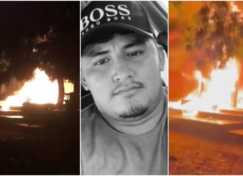 Tras conocer la muerte del joven, decenas de personas enfurecidas le prendieron fuego a la estación de Policía de Nazareth, jurisdicción del municipio de Urbina, en La Guajira. FOTO: CAPTURA VIDEO REDES SOCIALES