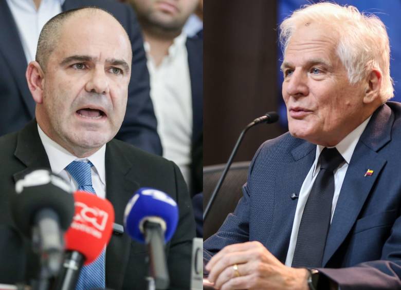 Gabriel Vallejo, director del Centro Democrático, y Miguel Uribe Londoño protagonizaron un cruce de versiones por la elección de la encuestadora encargada de definir al candidato del partido. FOTO Colprensa