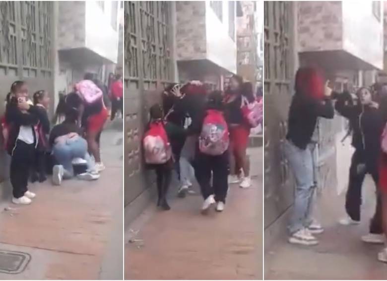 Secuencia de la brutal pelea entre la madrastra y la hijastra en el barrio Santa Cecilia de la localidad de Suba, en Bogotá. FOTO: CAPTURA VIDEO REDES SOCIALES @Subalternativa