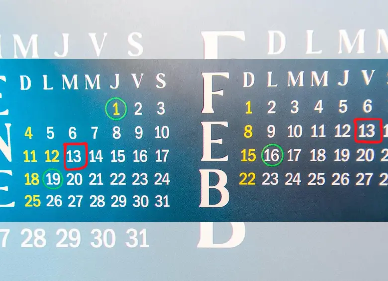 El comienzo del 2026 trae el martes 13 en enero y el viernes 13 en febrero. FOTO Cortesía