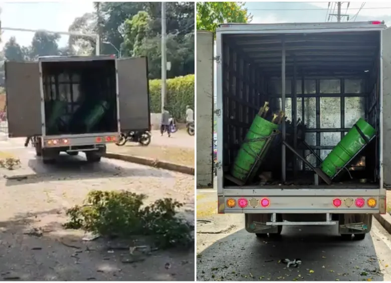 El camión con los explosivos que no detonó en Cali. FOTO: Redes sociales