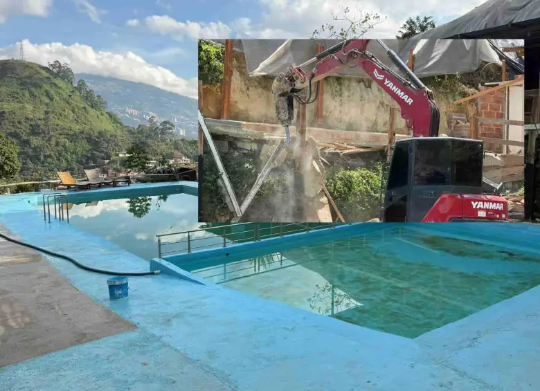Piscinas donde hacían rumbas hasta el amanecer sin licencia ni control. FOTO: CORTESÍA ALCALDÍA DE MEDELLÍN