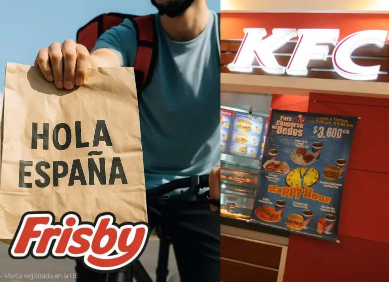 Mientras Frisby España está iniciando su expansión por Europa, KFC ya cuenta con más de 850 restaurantes en ese territorio. Fotos: EL COLOMBIANO y redes sociales