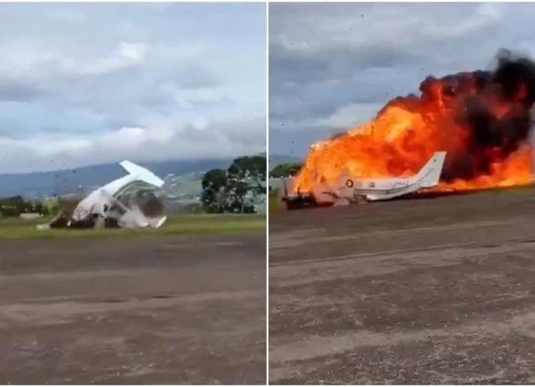 Así fue la explosión de la avioneta tras impactar contra el suelo. FOTO: Captura video de redes sociales @AlertaMundoNews