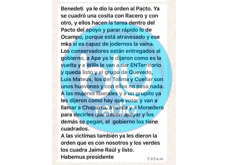 Este fue el chat que se filtró. FOTO: CORTESÍA BLU RADIO