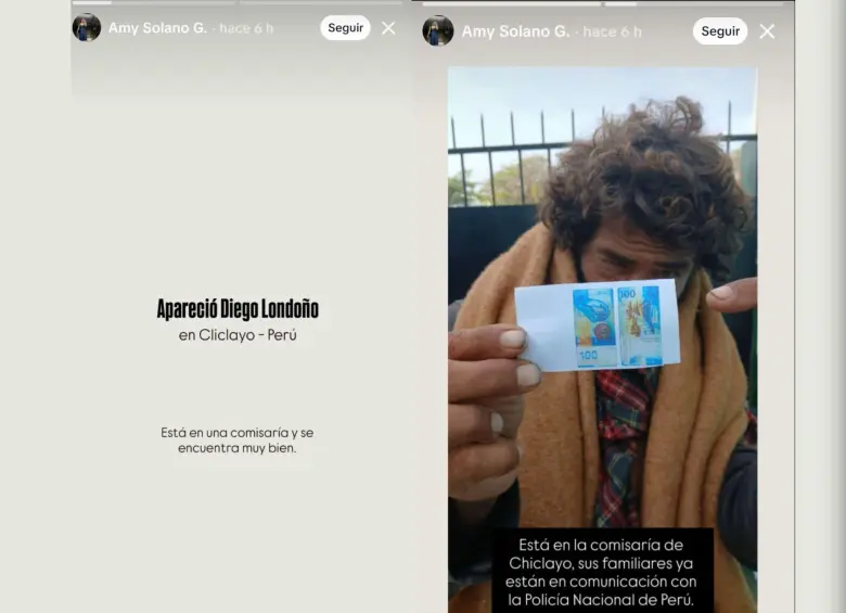 Estas fueron las historias que publicó Amy Solano en su perfil de TikTok confirmando la aparición de Diego Londoño. FOTOS: Captura redes sociales de Amy Solano